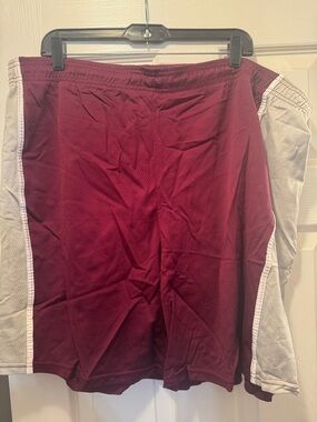 Maroon Athletic Mesh Shorts with White Side Panels